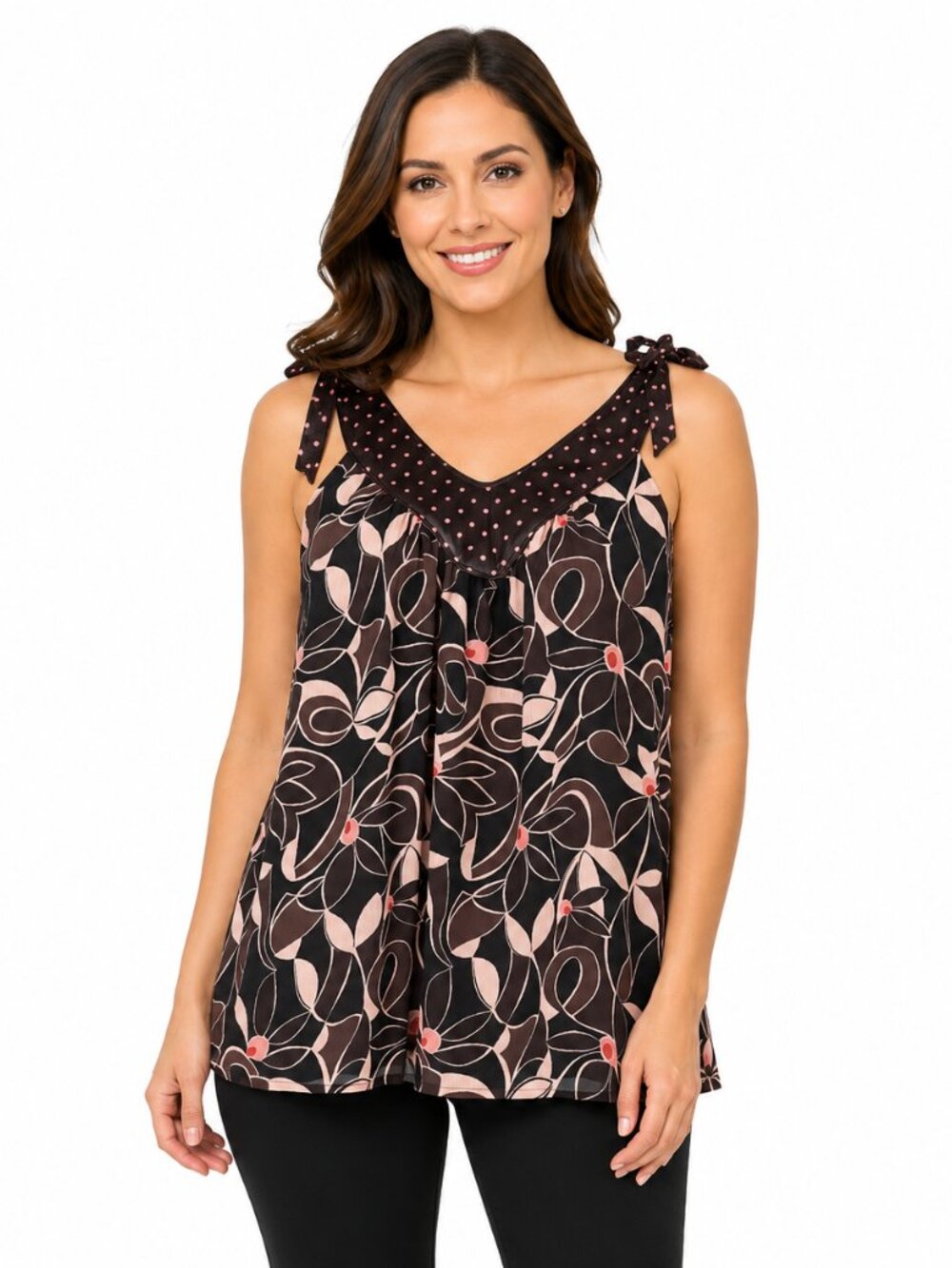 Mix It Women's Multicolor Floral Print V-Neck Tie Strap Blouse